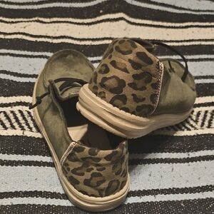Hey Dude Olive Leopard Print Sneakers